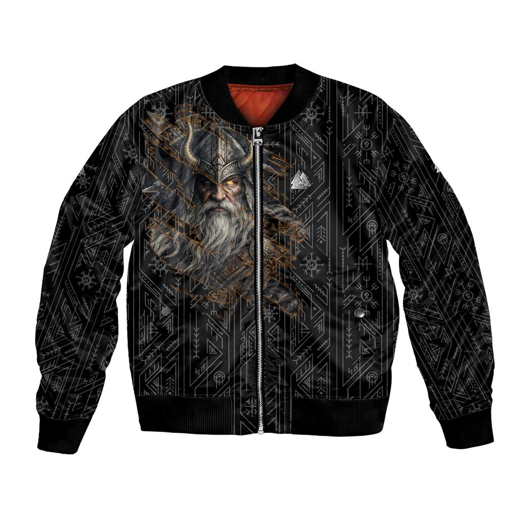 Vikings Odin Bomber Jacket with Viking Runes and Ravens Norse Mythology - Wonder Print Shop