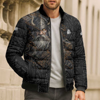 Vikings Odin Bomber Puffer Jacket with Viking Runes and Ravens Norse Mythology - Wonder Print Shop