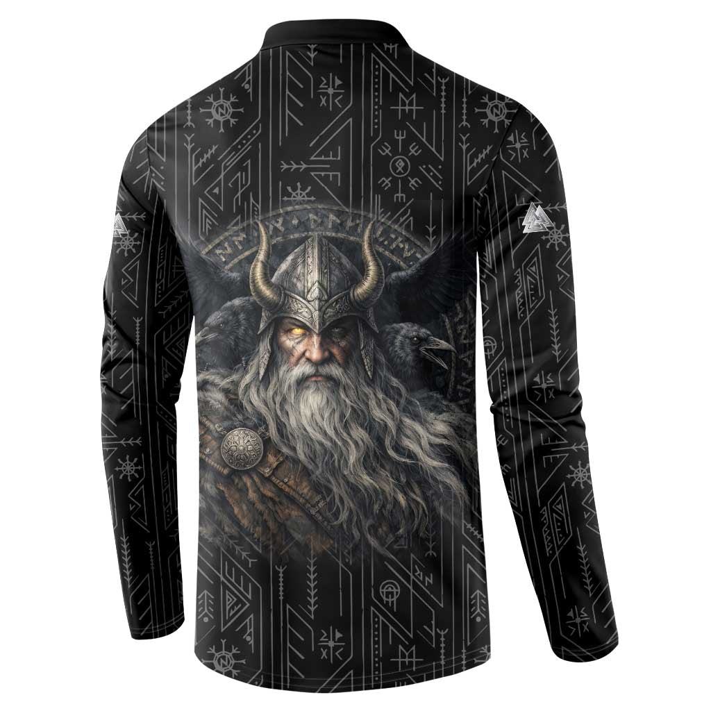 Vikings Odin Button Sweatshirt with Viking Runes and Ravens Norse Mythology - Wonder Print Shop