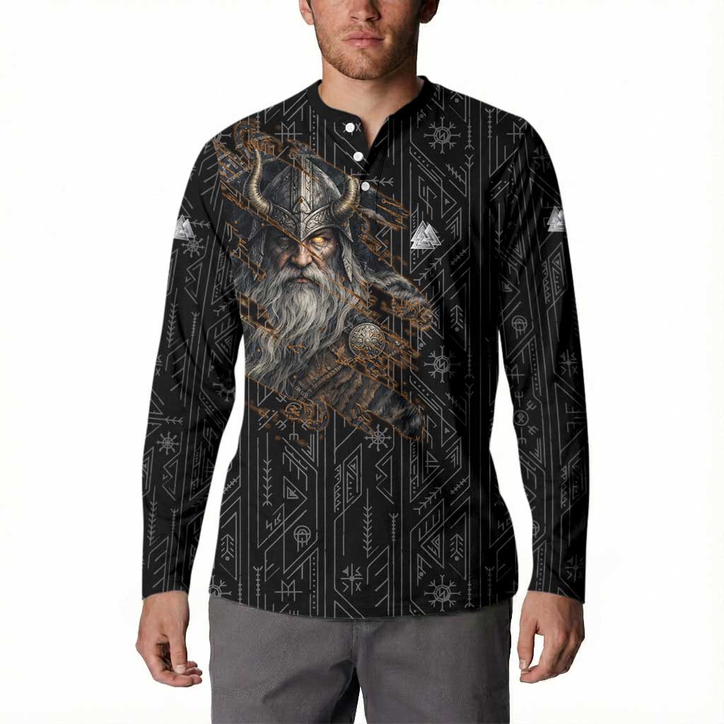 Vikings Odin Button Sweatshirt with Viking Runes and Ravens Norse Mythology - Wonder Print Shop