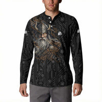 Vikings Odin Button Sweatshirt with Viking Runes and Ravens Norse Mythology - Wonder Print Shop