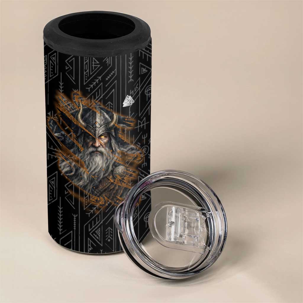 Vikings Odin 4 in 1 Can Cooler Tumbler with Viking Runes and Ravens Norse Mythology - Wonder Print Shop