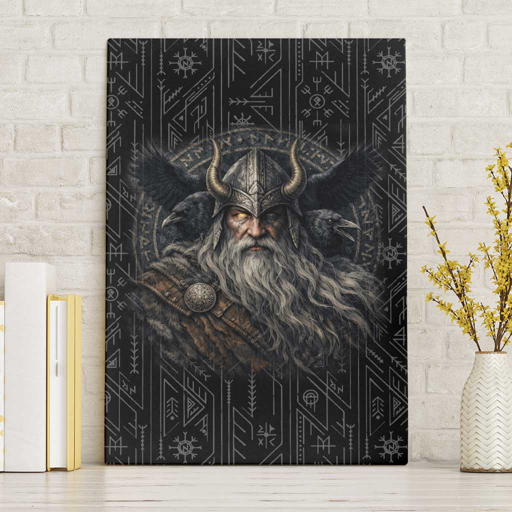 Vikings Odin Canvas Wall Art with Viking Runes and Ravens Norse Mythology - Wonder Print Shop