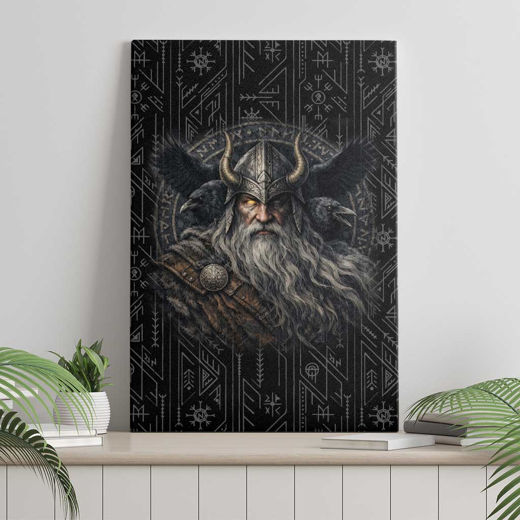 Vikings Odin Canvas Wall Art with Viking Runes and Ravens Norse Mythology - Wonder Print Shop