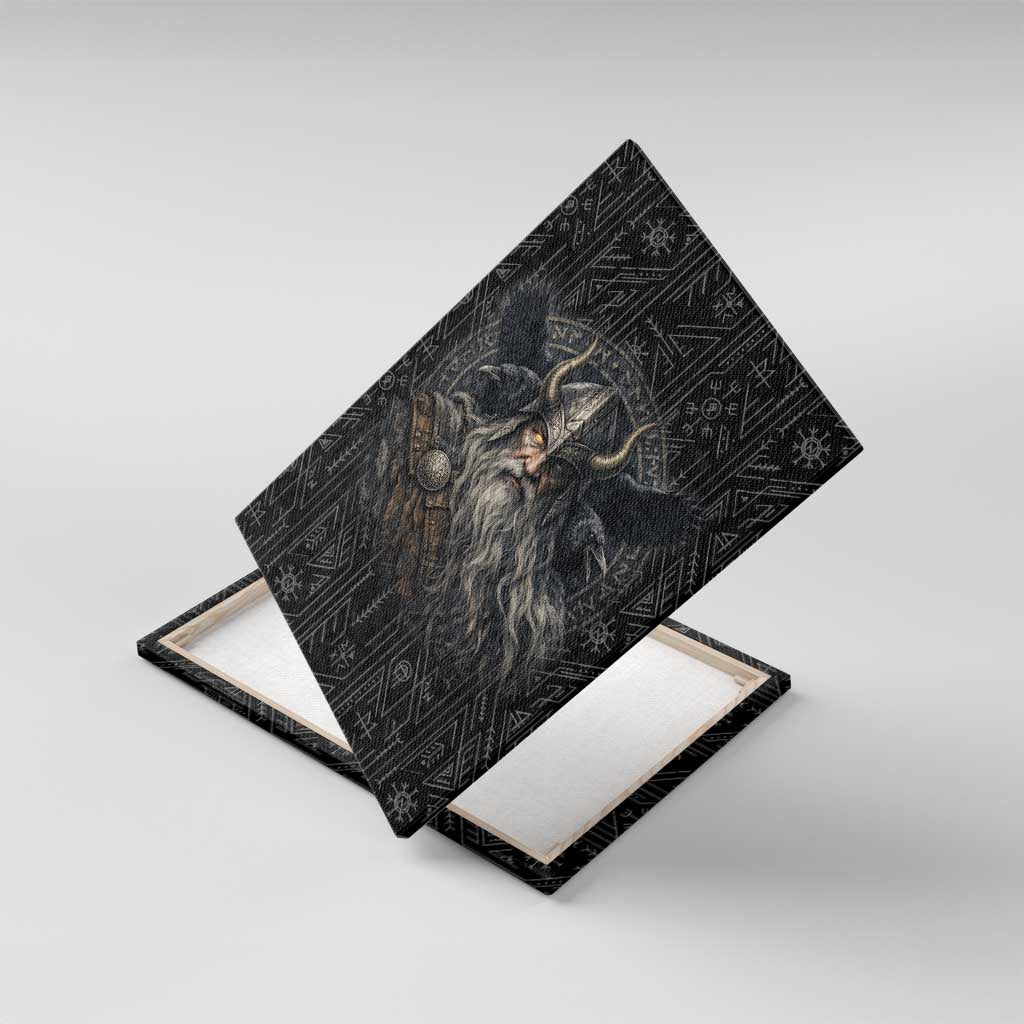 Vikings Odin Canvas Wall Art with Viking Runes and Ravens Norse Mythology - Wonder Print Shop