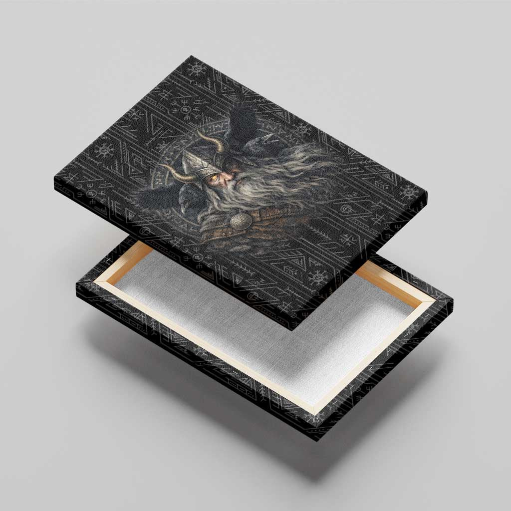 Vikings Odin Canvas Wall Art with Viking Runes and Ravens Norse Mythology - Wonder Print Shop