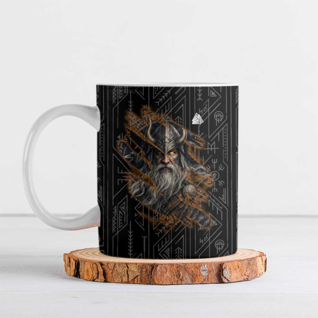 Vikings Odin Ceramic Mug with Viking Runes and Ravens Norse Mythology - Wonder Print Shop