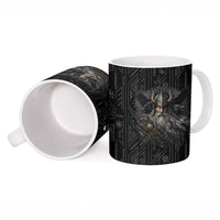 Vikings Odin Ceramic Mug with Viking Runes and Ravens Norse Mythology - Wonder Print Shop