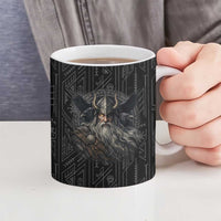 Vikings Odin Ceramic Mug with Viking Runes and Ravens Norse Mythology - Wonder Print Shop