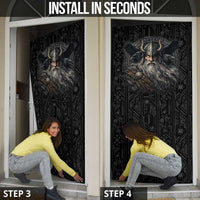 Vikings Odin Door Cover with Viking Runes and Ravens Norse Mythology - Wonder Print Shop