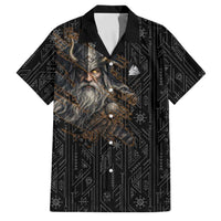 Vikings Odin Family Matching Off Shoulder Maxi Dress and Hawaiian Shirt with Viking Runes and Ravens Norse Mythology - Wonder Print Shop
