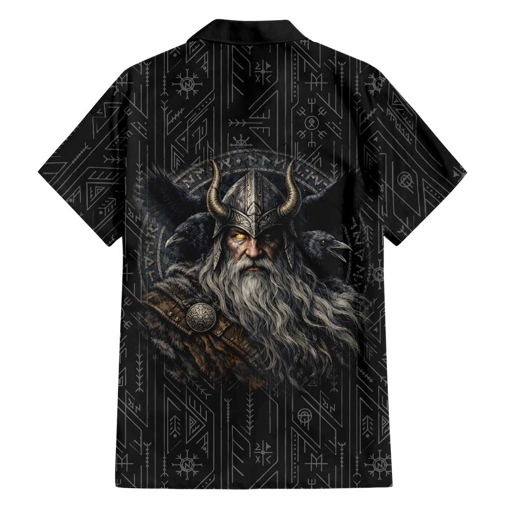 Vikings Odin Family Matching Off Shoulder Maxi Dress and Hawaiian Shirt with Viking Runes and Ravens Norse Mythology - Wonder Print Shop
