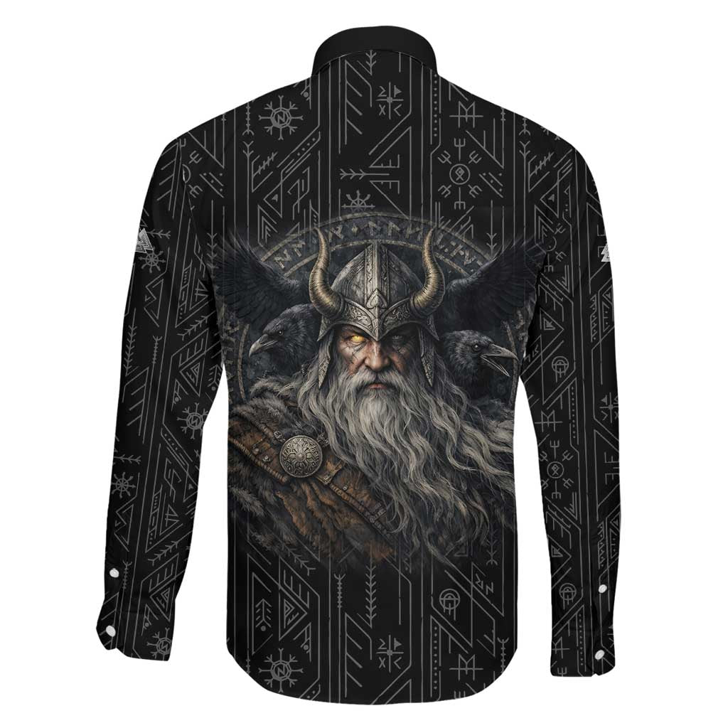 Vikings Odin Family Matching Off Shoulder Maxi Dress and Hawaiian Shirt with Viking Runes and Ravens Norse Mythology - Wonder Print Shop