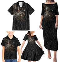 Vikings Odin Family Matching Puletasi and Hawaiian Shirt with Viking Runes and Ravens Norse Mythology - Wonder Print Shop