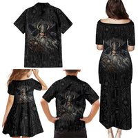 Vikings Odin Family Matching Puletasi and Hawaiian Shirt with Viking Runes and Ravens Norse Mythology - Wonder Print Shop