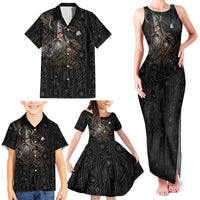 Vikings Odin Family Matching Tank Maxi Dress and Hawaiian Shirt with Viking Runes and Ravens Norse Mythology - Wonder Print Shop