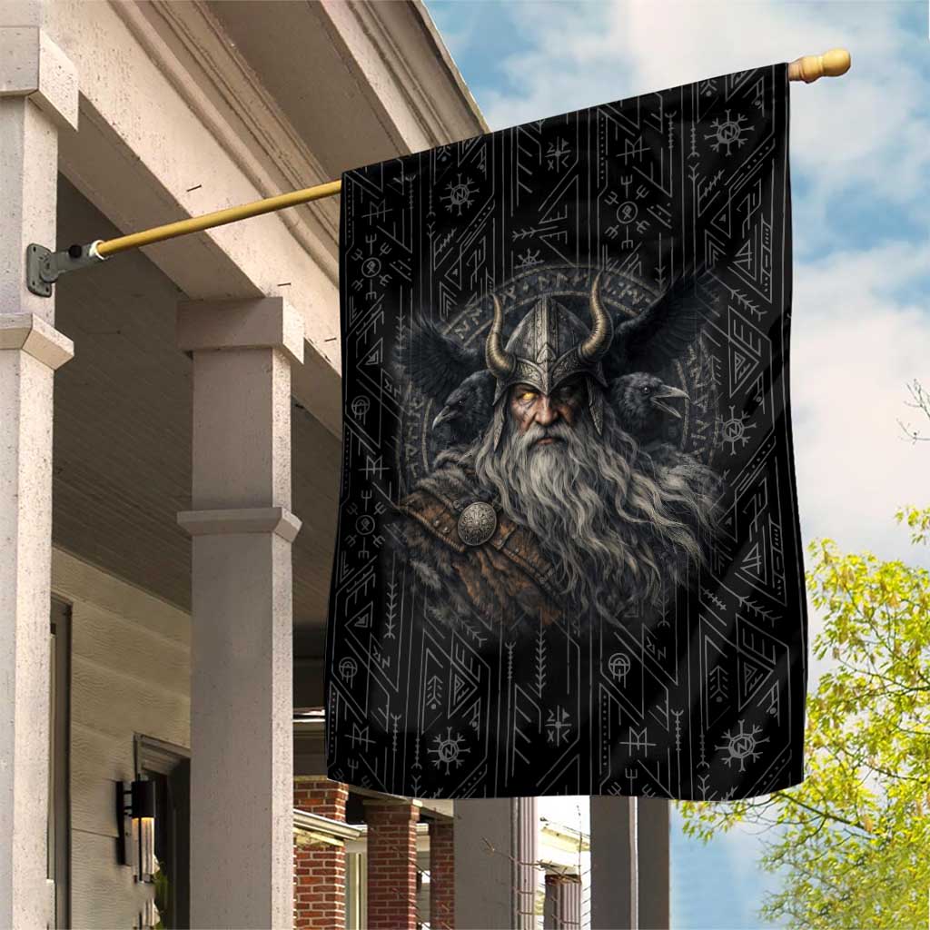 Vikings Odin Garden Flag with Viking Runes and Ravens Norse Mythology - Wonder Print Shop