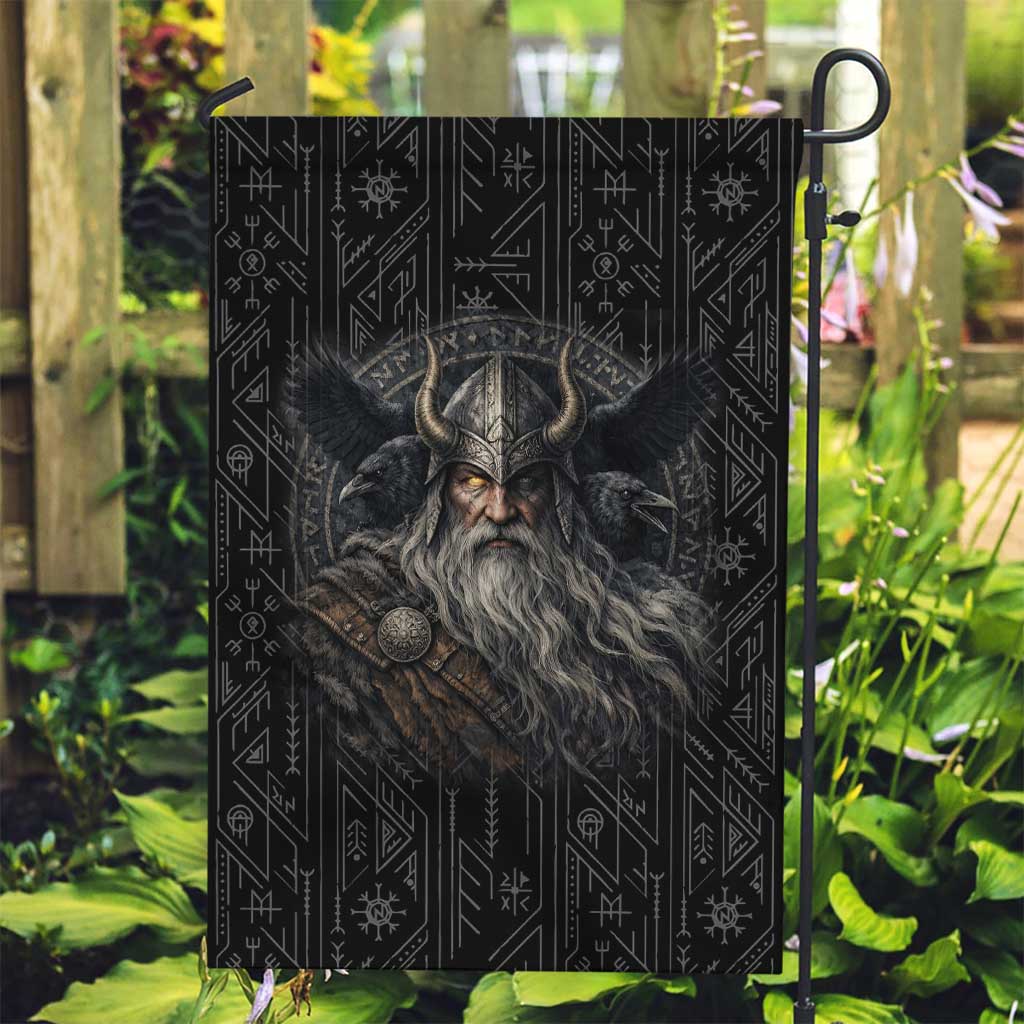 Vikings Odin Garden Flag with Viking Runes and Ravens Norse Mythology - Wonder Print Shop