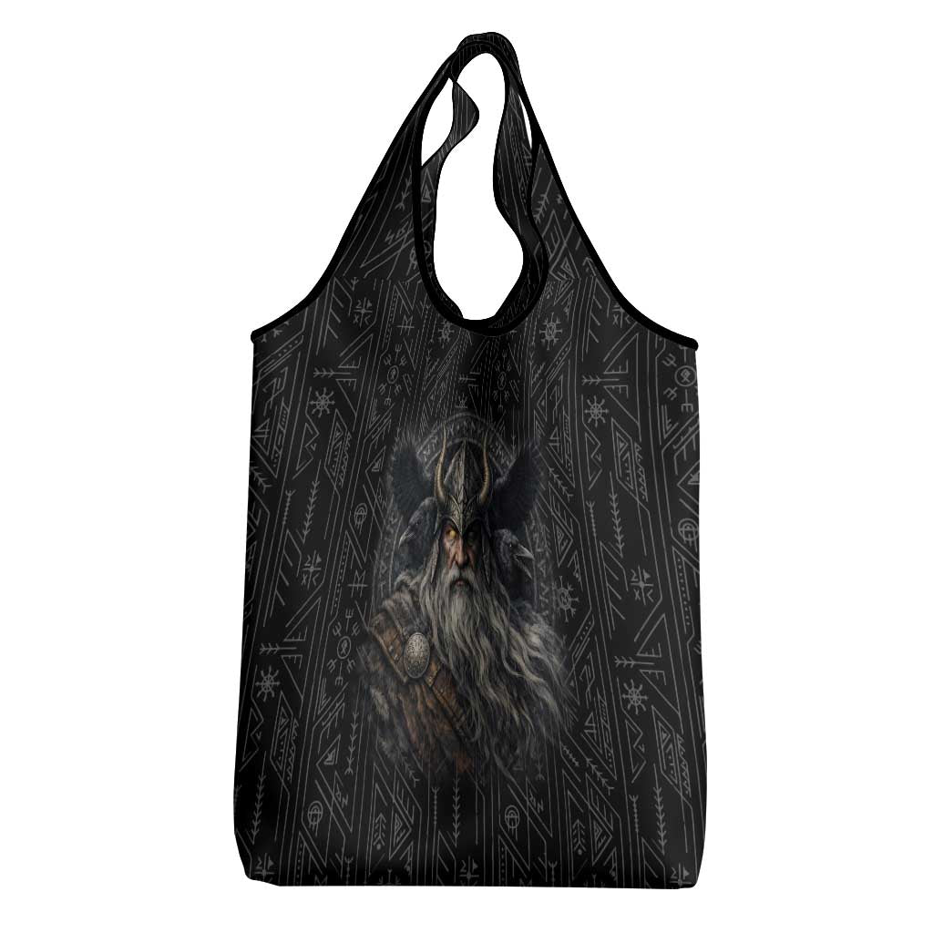 Vikings Odin Grocery Bag with Viking Runes and Ravens Norse Mythology - Wonder Print Shop