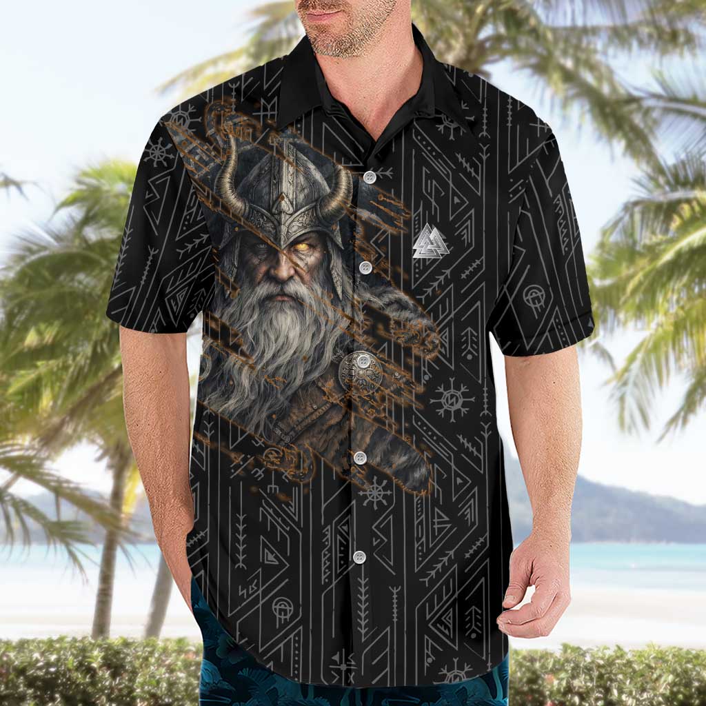 Vikings Odin Hawaiian Shirt with Viking Runes and Ravens Norse Mythology - Wonder Print Shop