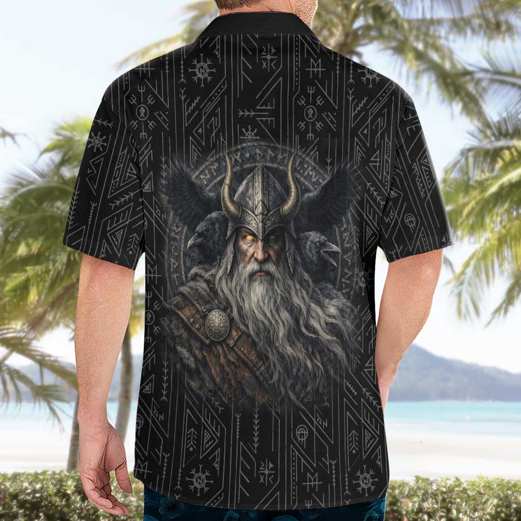 Vikings Odin Hawaiian Shirt with Viking Runes and Ravens Norse Mythology - Wonder Print Shop