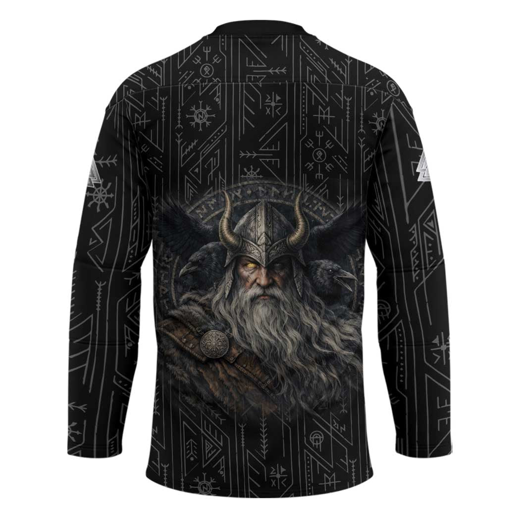 Vikings Odin Hockey Jersey with Viking Runes and Ravens Norse Mythology - Wonder Print Shop