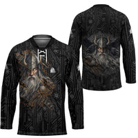 Vikings Odin Hockey Jersey with Viking Runes and Ravens Norse Mythology - Wonder Print Shop