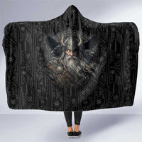 Vikings Odin Hooded Blanket with Viking Runes and Ravens Norse Mythology - Wonder Print Shop