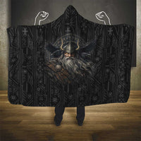 Vikings Odin Hooded Blanket with Viking Runes and Ravens Norse Mythology - Wonder Print Shop