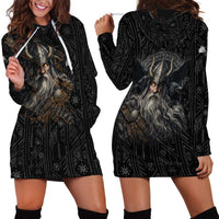 Vikings Odin Hoodie Dress with Viking Runes and Ravens Norse Mythology - Wonder Print Shop