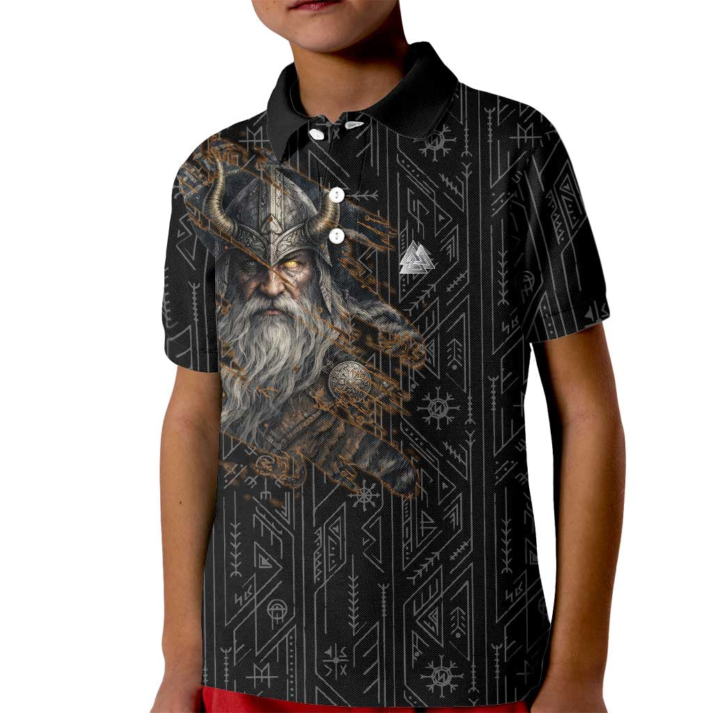 Vikings Odin Kid Polo Shirt with Viking Runes and Ravens Norse Mythology - Wonder Print Shop