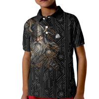Vikings Odin Kid Polo Shirt with Viking Runes and Ravens Norse Mythology - Wonder Print Shop