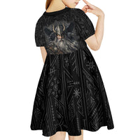 Vikings Odin Kid Short Sleeve Dress with Viking Runes and Ravens Norse Mythology - Wonder Print Shop