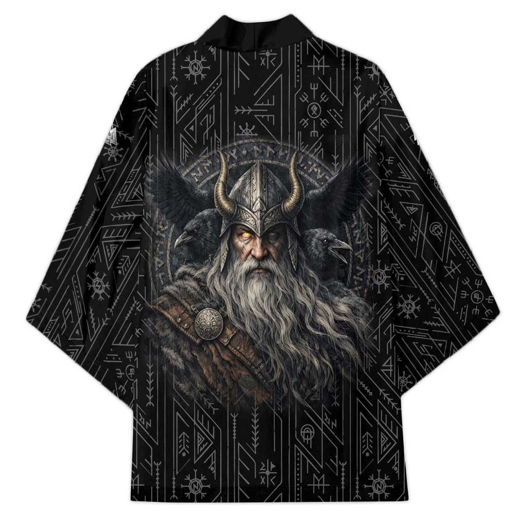 Vikings Odin Kimono with Viking Runes and Ravens Norse Mythology - Wonder Print Shop