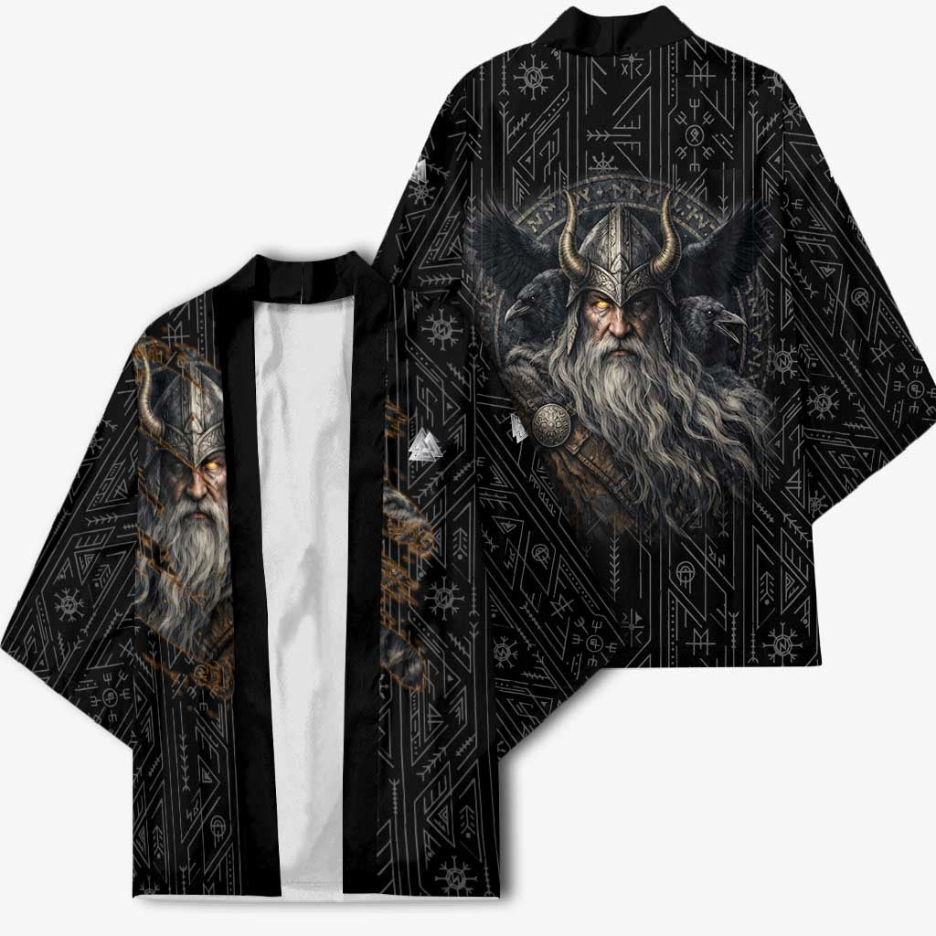 Vikings Odin Kimono with Viking Runes and Ravens Norse Mythology - Wonder Print Shop