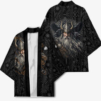 Vikings Odin Kimono with Viking Runes and Ravens Norse Mythology - Wonder Print Shop