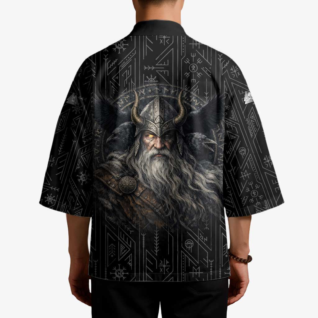 Vikings Odin Kimono with Viking Runes and Ravens Norse Mythology - Wonder Print Shop