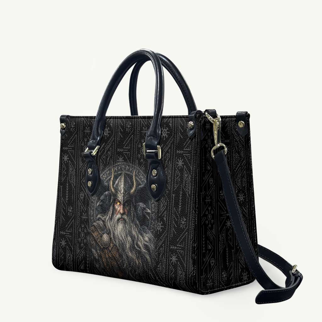 Vikings Odin Leather Bag with Viking Runes and Ravens Norse Mythology - Wonder Print Shop