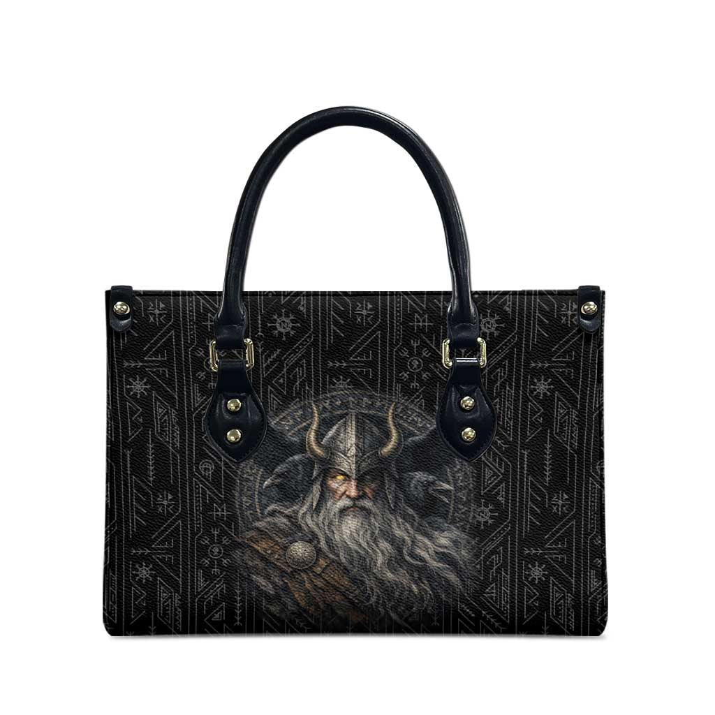 Vikings Odin Leather Bag with Viking Runes and Ravens Norse Mythology - Wonder Print Shop