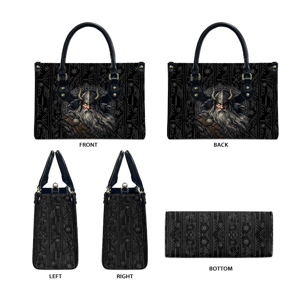 Vikings Odin Leather Bag with Viking Runes and Ravens Norse Mythology - Wonder Print Shop