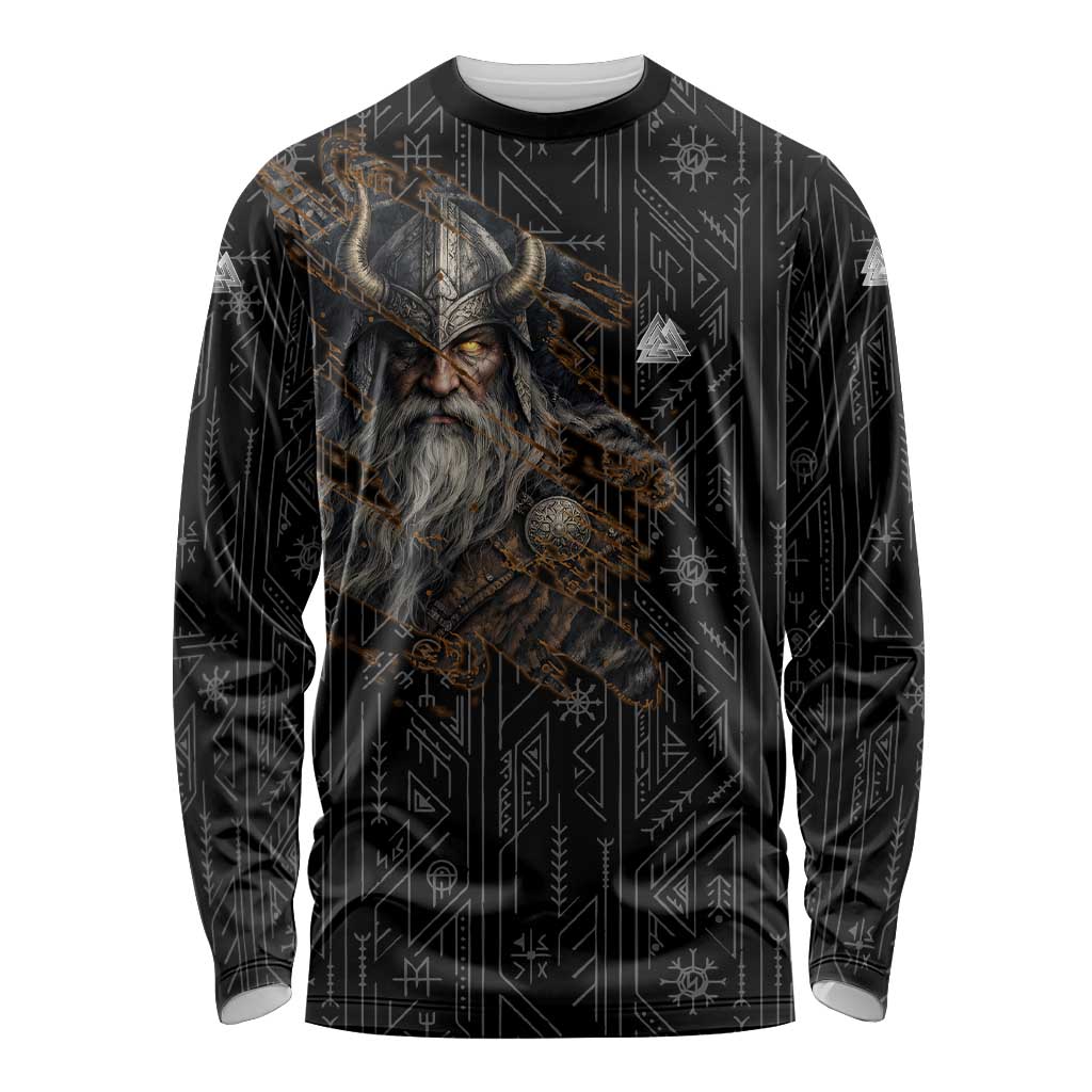 Vikings Odin Long Sleeve Shirt with Viking Runes and Ravens Norse Mythology - Wonder Print Shop