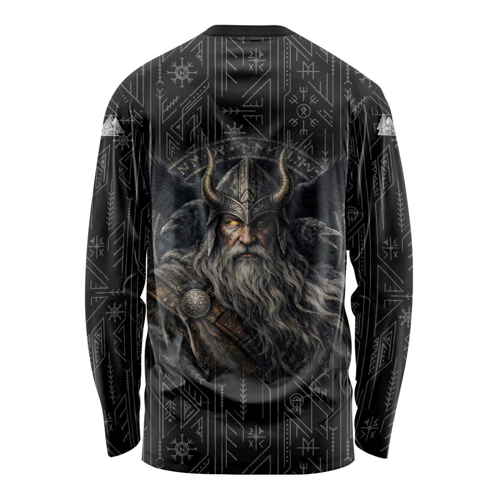 Vikings Odin Long Sleeve Shirt with Viking Runes and Ravens Norse Mythology - Wonder Print Shop