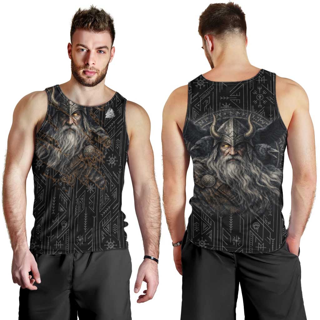 Vikings Odin Men Tank Top with Viking Runes and Ravens Norse Mythology - Wonder Print Shop
