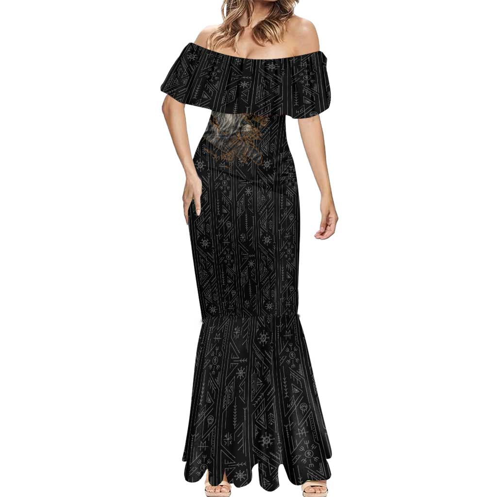 Vikings Odin Mermaid Dress with Viking Runes and Ravens Norse Mythology - Wonder Print Shop