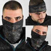 Vikings Odin Neck Gaiter with Viking Runes and Ravens Norse Mythology - Wonder Print Shop