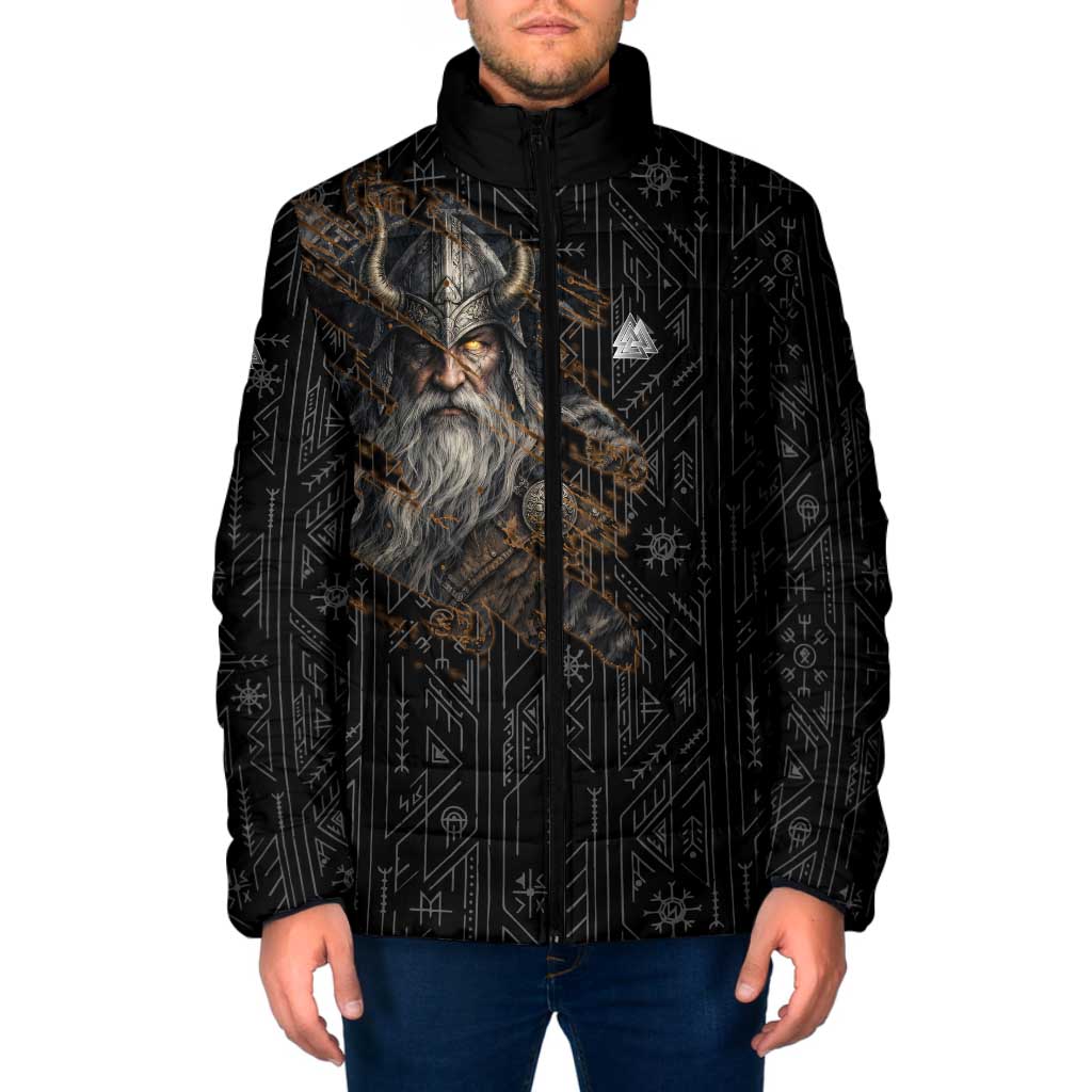 Vikings Odin Padded Jacket with Viking Runes and Ravens Norse Mythology - Wonder Print Shop