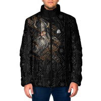Vikings Odin Padded Jacket with Viking Runes and Ravens Norse Mythology - Wonder Print Shop