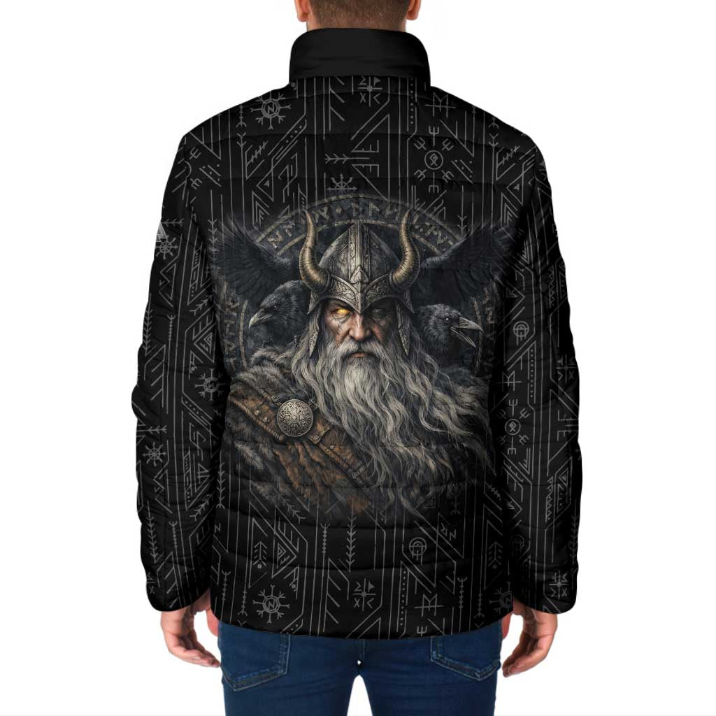 Vikings Odin Padded Jacket with Viking Runes and Ravens Norse Mythology - Wonder Print Shop