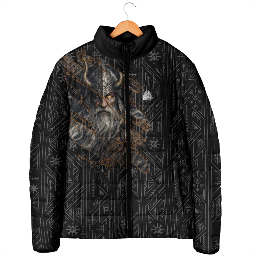 Vikings Odin Padded Jacket with Viking Runes and Ravens Norse Mythology - Wonder Print Shop