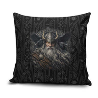 Vikings Odin Pillow Cover with Viking Runes and Ravens Norse Mythology - Wonder Print Shop